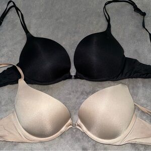La senza 32B Elegant Black and Tan/Cream/Beige Women's Double Push Up Bras